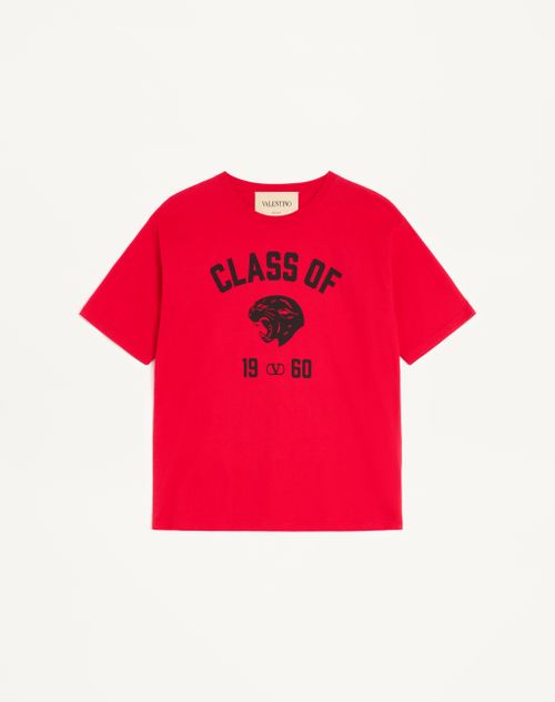 Valentino - Valentino Cotton T-shirt With Panther Print - Red/black - Man - T-shirts And Sweatshirts